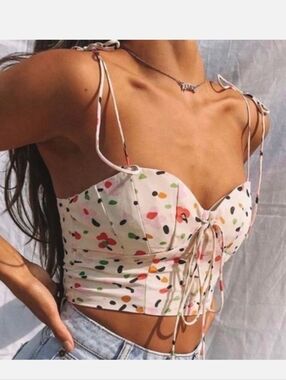 Princess Polly Women’s Cropped Top Size 2 Multi-Color Print, Beach, Resort